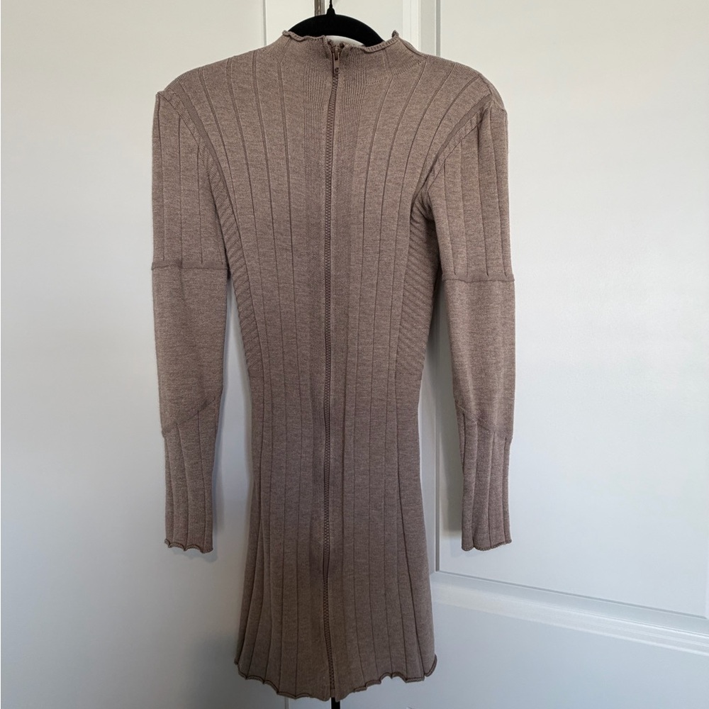 PrettyLittleThing Taupe Ribbed Zip-Up Top
